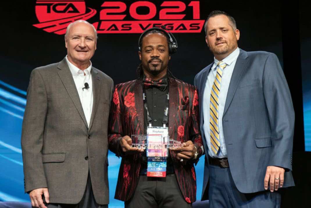 Image of Royford Burris with Jim Ward, TCA Chairman and Kyle Hales, EpicVue's Vice President of Sales.