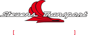 Image of Stevens Transport Logo, white with black outline