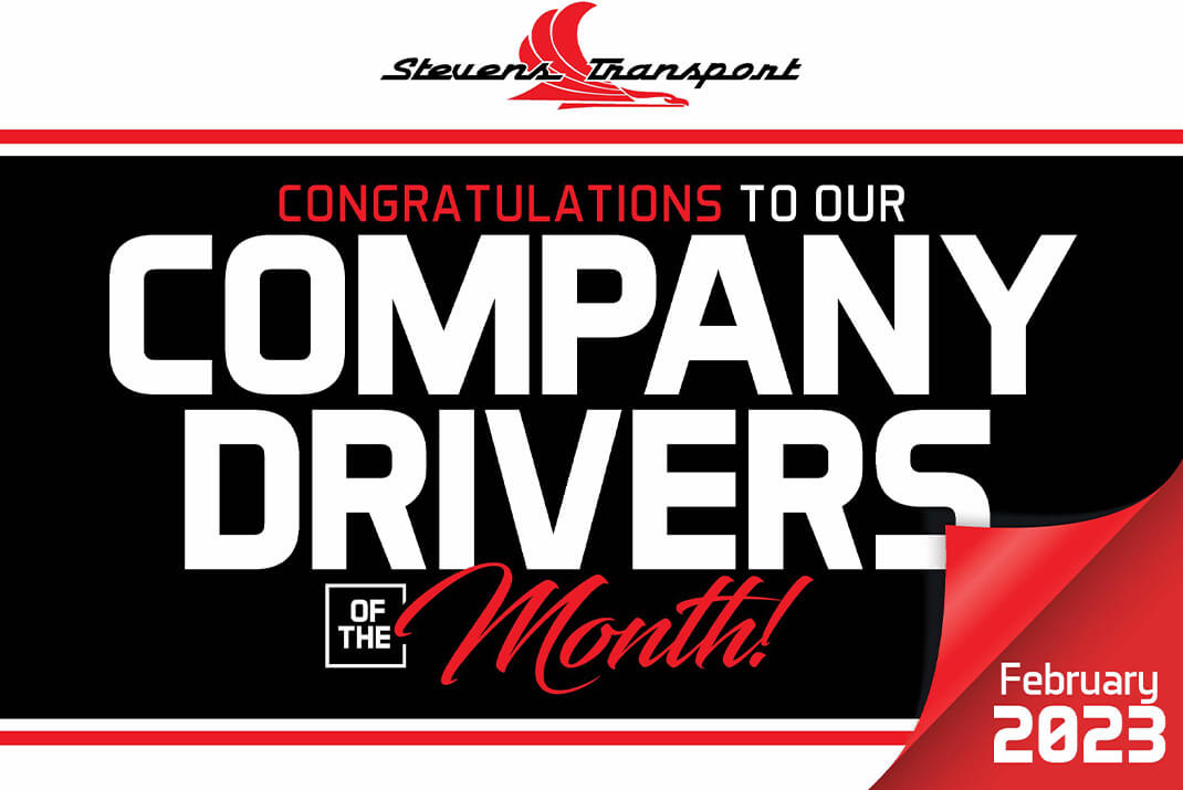 Graphic with text congratulations to our company drivers of the month