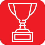 Image of a trophy outline on a red background