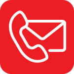 Image of a phone and envelope outline on a red background