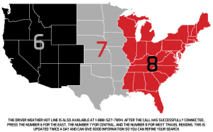 Graphic of Driver Weather Hot Line regions