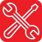 Image of tools outline on a red background