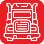 Image of a truck outline on a red background