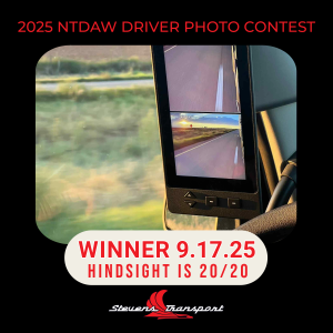 Image of Driver Photo Contest winner; image of a digital rear view mirror for a semi truck