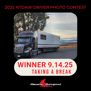 Image of Driver Photo Contest winner; image of a parked semi truck