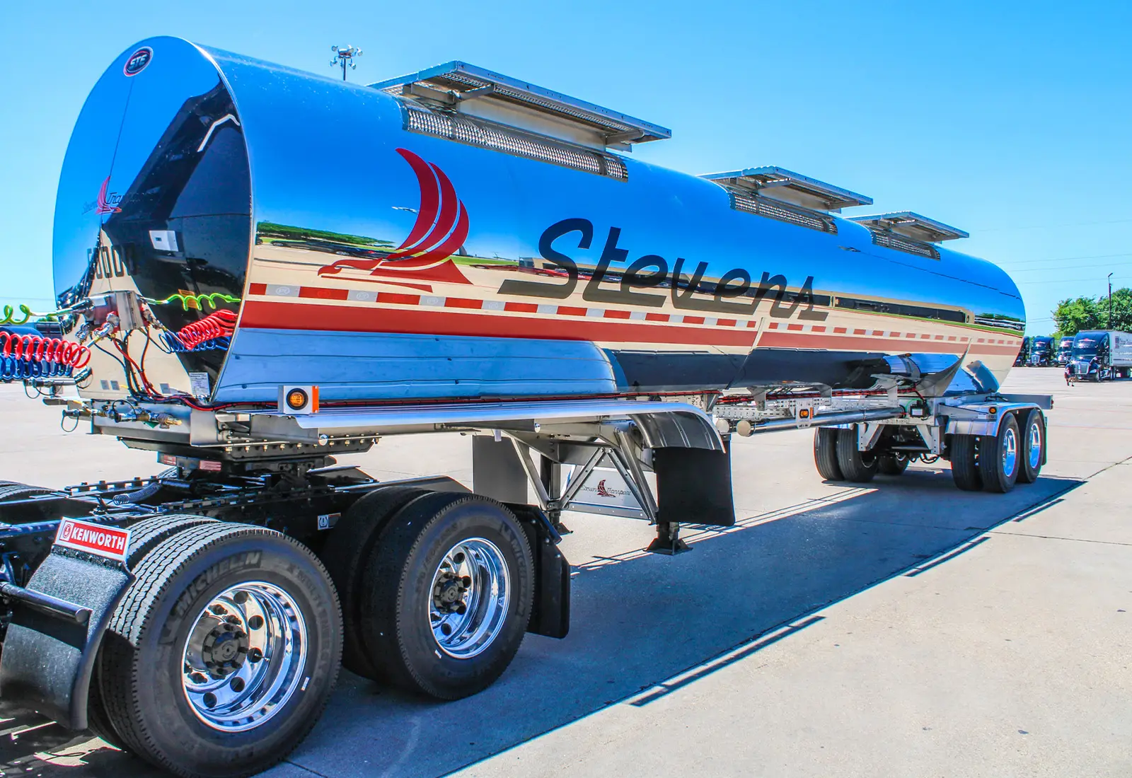 Close up of Stevens food-grade tanker